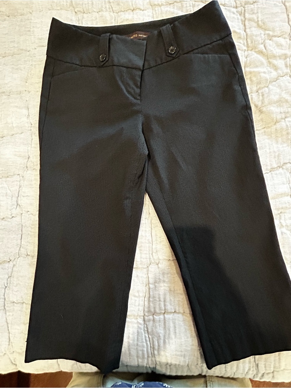 The Limited Navy Pinstriped Capris